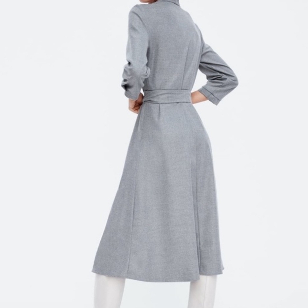 Zara gray Heather belted v-neck pleated midi dress - Picture 5 of 10